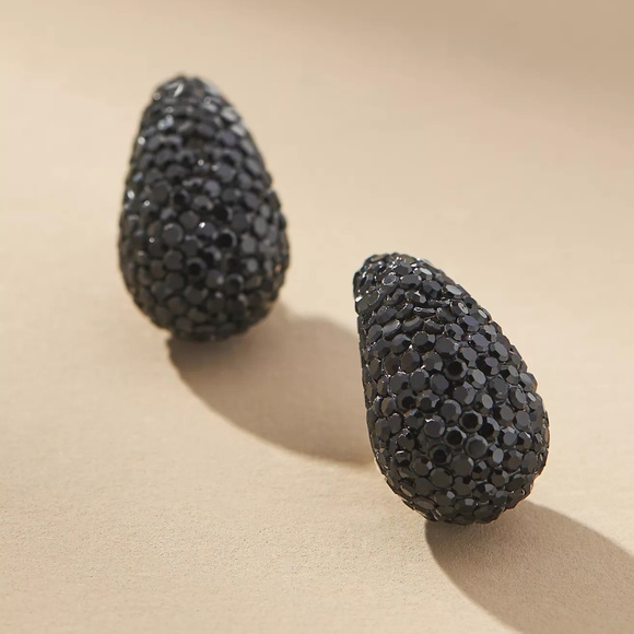 ANTHROPOLOGIE The Petra Drop Earrings: Pave Edition - Black, NWT